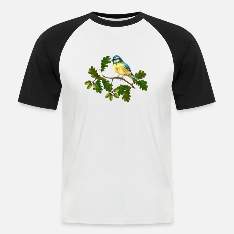 Bunter Vogel - Männer Baseball-T-Shirt - Weiß/Schwarz