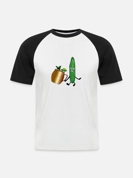 moskow mule,cocktail,gurke,party,comic - Männer Baseball-T-Shirt - Weiß/Schwarz