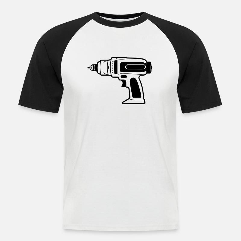 Bohrer - Männer Baseball-T-Shirt - Weiß/Schwarz