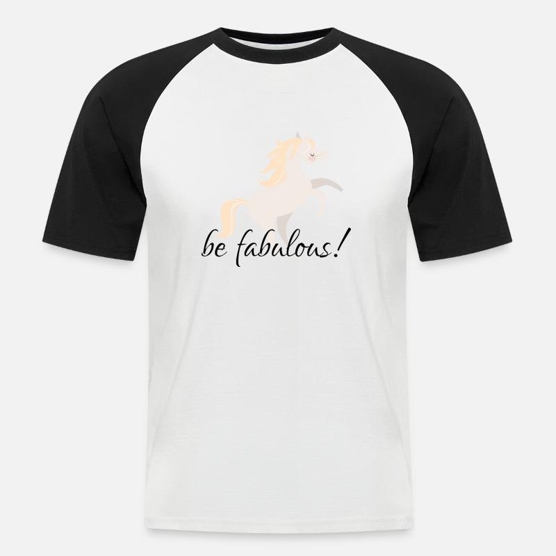 Pferde - Männer Baseball-T-Shirt - Weiß/Schwarz