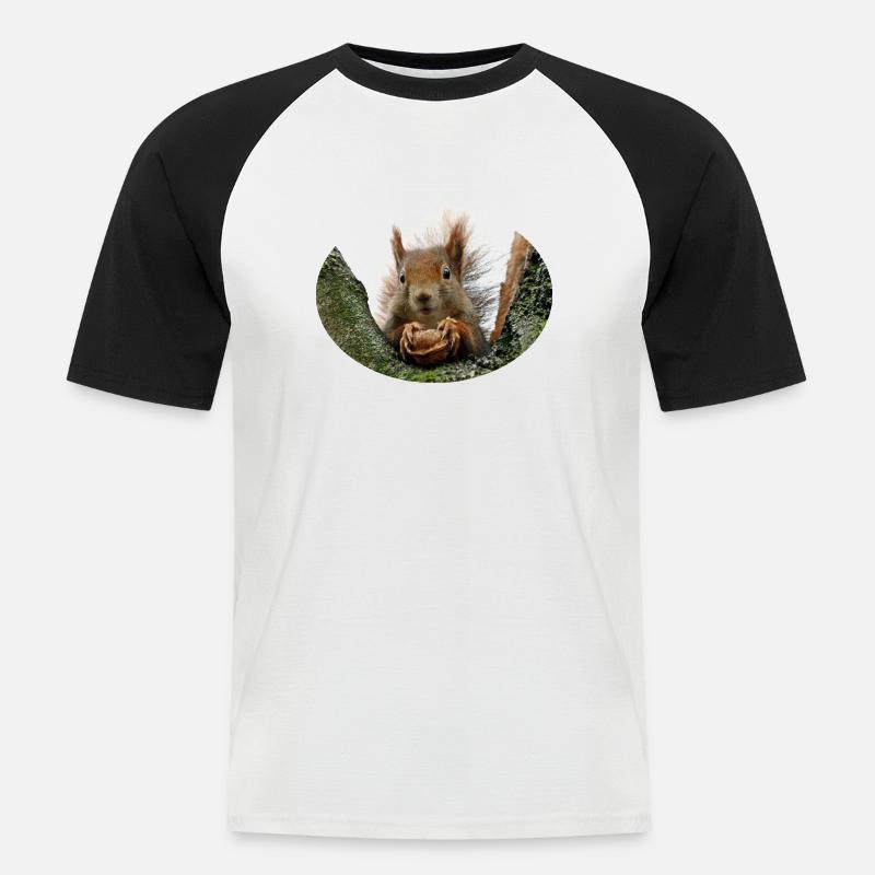 Eichhörnchen, Isibat - Männer Baseball-T-Shirt - Weiß/Schwarz