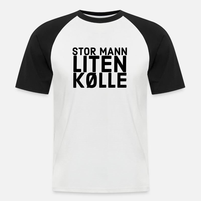 großer Mann, kleiner Verein - Männer Baseball-T-Shirt - Weiß/Schwarz