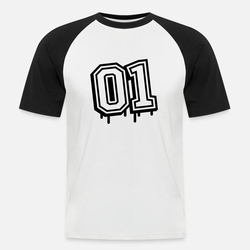 01 eins nummer - Männer Baseball-T-Shirt - Weiß/Schwarz