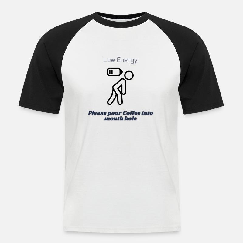 Bitte gib mir Kaffee - Männer Baseball-T-Shirt - Weiß/Schwarz