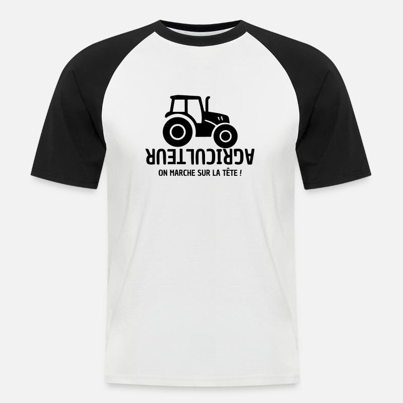 Bauer, Bauer, Bauer, Traktor - Männer Baseball-T-Shirt - Weiß/Schwarz