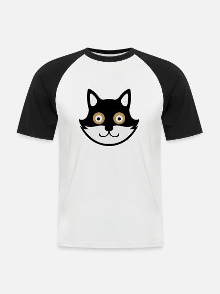 cat - Männer Baseball-T-Shirt - Weiß/Schwarz