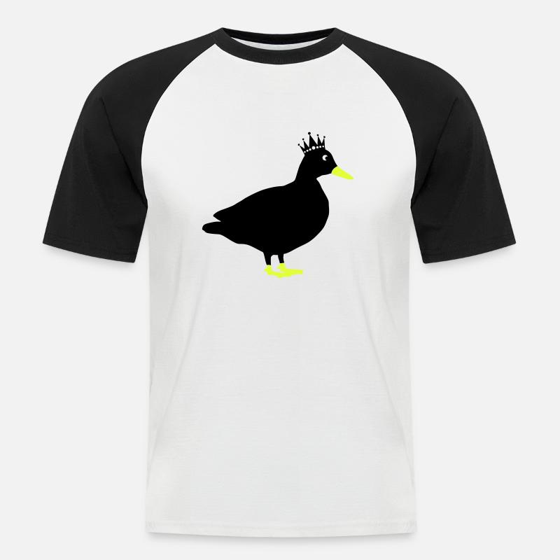 ente comic king - Männer Baseball-T-Shirt - Weiß/Schwarz