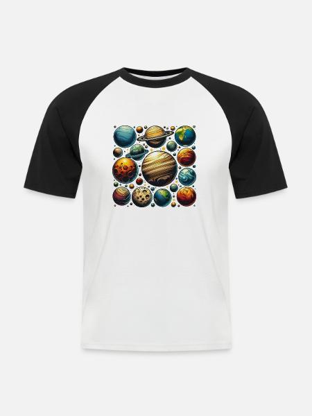 Planet Design - Men's Baseball T-Shirt - white/black