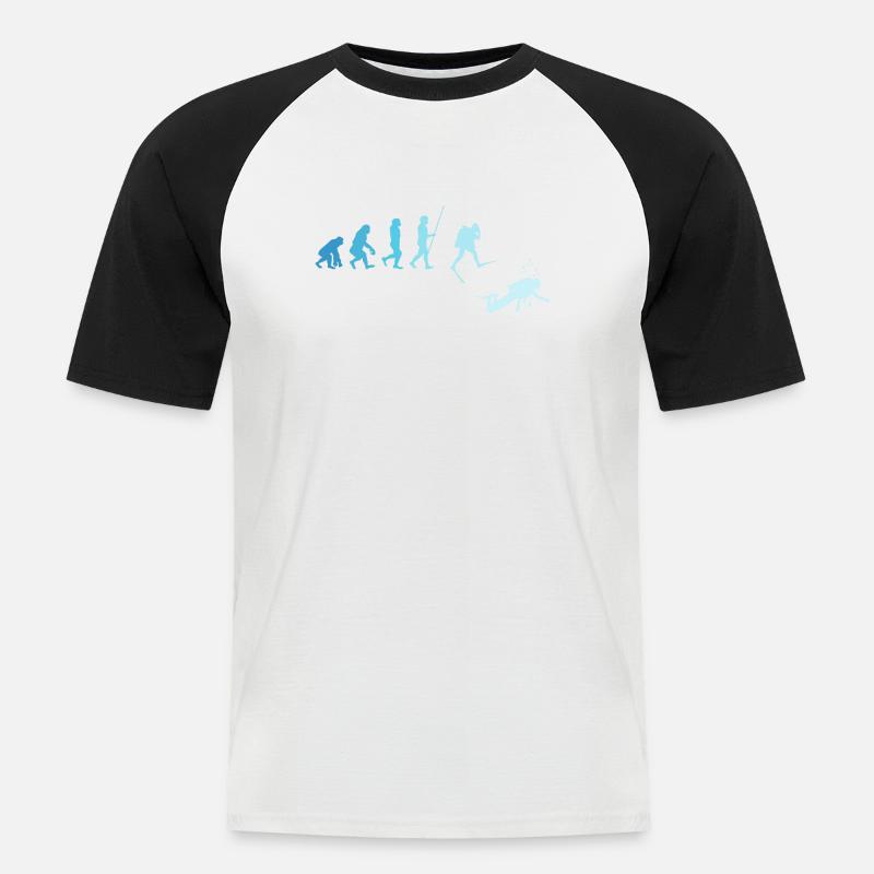 Plongeur Evolution Retro Scuba - T-shirt baseball manches courtes Homme - blanc/noir