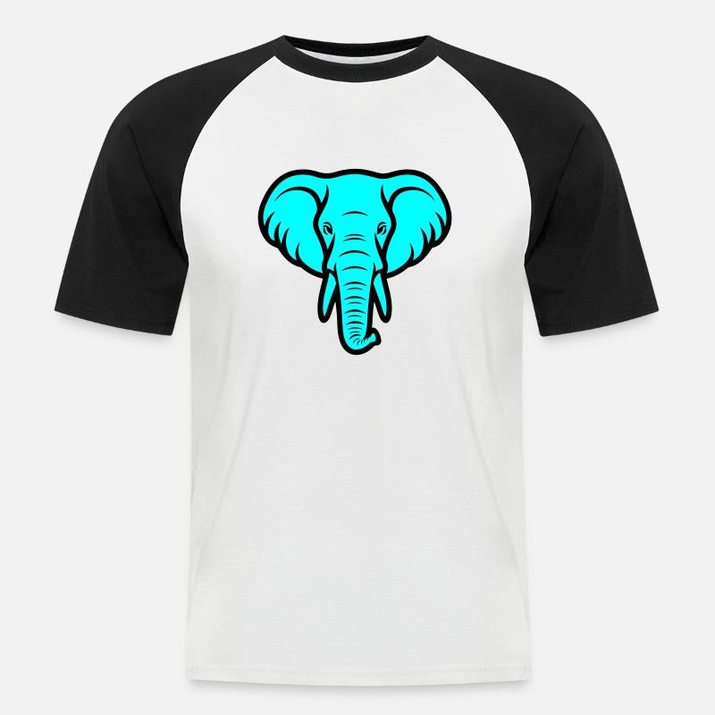 Elefant Kopf - Männer Baseball-T-Shirt - Weiß/Schwarz