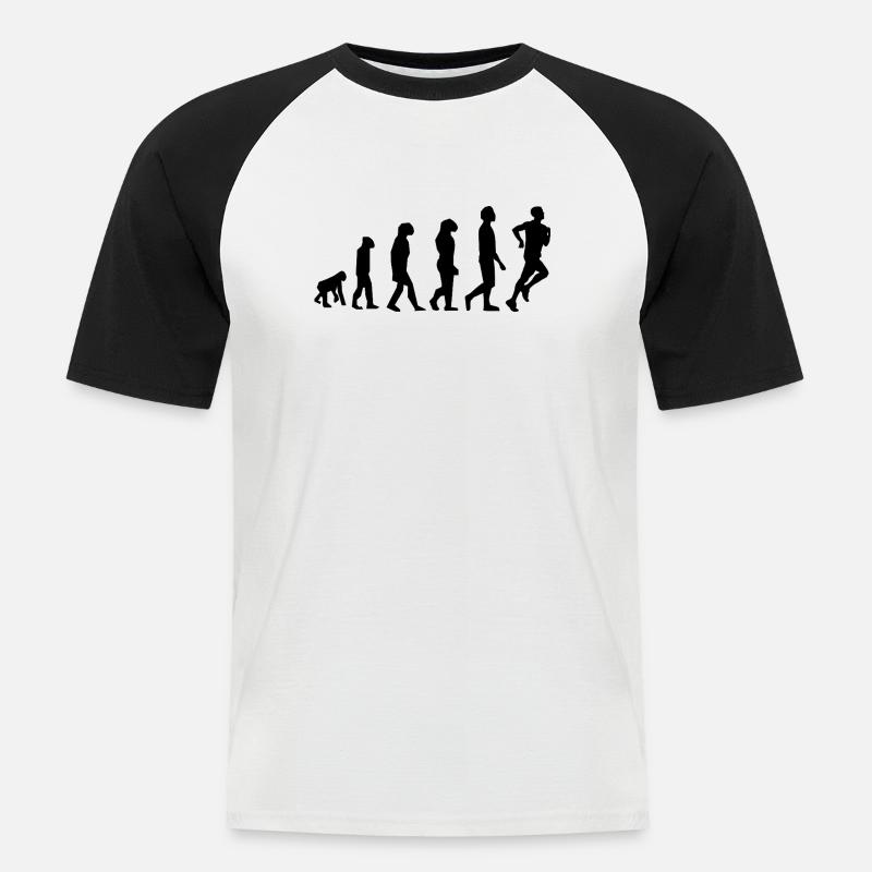 Evolution Joggen / Jogger - Männer Baseball-T-Shirt - Weiß/Schwarz