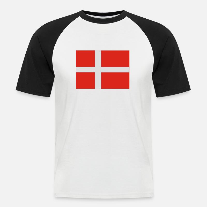 dkflag - Kortærmet herre-baseballshirt - hvid/sort
