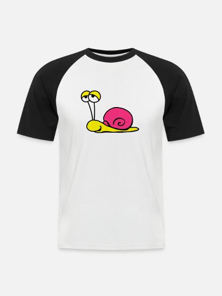 Schnecke 3c - Männer Baseball-T-Shirt - Weiß/Schwarz