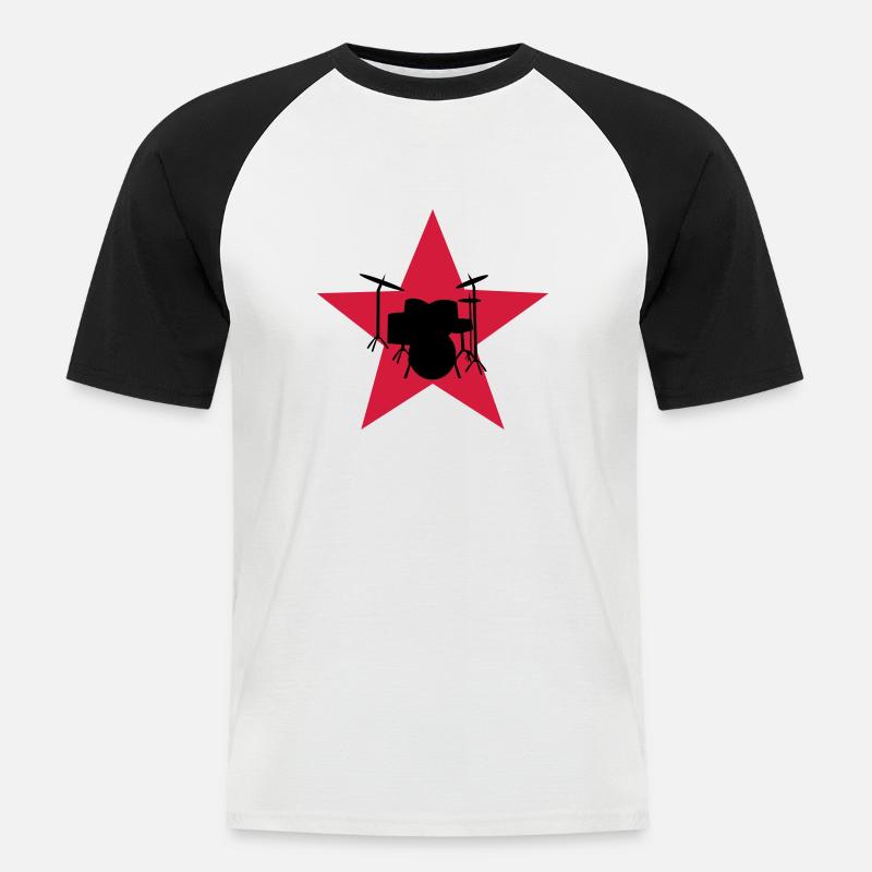 drum - Männer Baseball-T-Shirt - Weiß/Schwarz