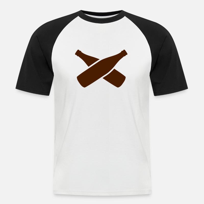 Bierflaschen - Männer Baseball-T-Shirt - Weiß/Schwarz