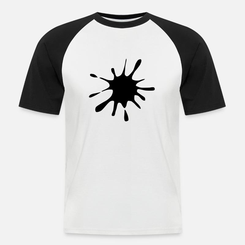 Klecks - Männer Baseball-T-Shirt - Weiß/Schwarz