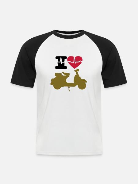 I love moto - Men's Baseball T-Shirt - white/black