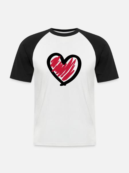 Cool Heart - Männer Baseball-T-Shirt - Weiß/Schwarz