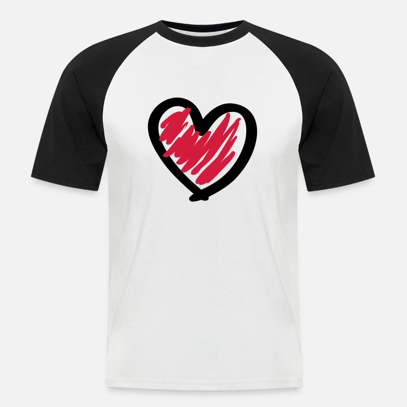 Cool Heart - Männer Baseball-T-Shirt - Weiß/Schwarz
