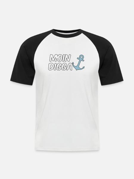 Moin Digga Hamburg - Men's Baseball T-Shirt - white/black