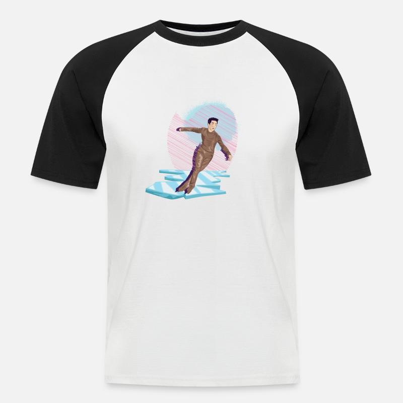 Schlittschuhlaufen Eiskunstlauf Eiskunstläufer Eis - Männer Baseball-T-Shirt - Weiß/Schwarz