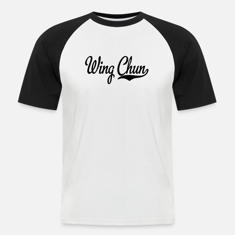 Wing Chun - Männer Baseball-T-Shirt - Weiß/Schwarz