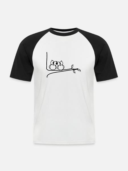 verliebte Eulen - Männer Baseball-T-Shirt - Weiß/Schwarz
