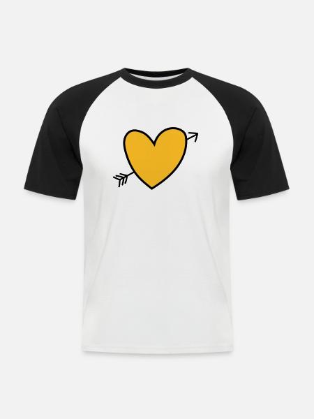 Heart - Männer Baseball-T-Shirt - Weiß/Schwarz