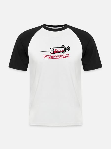 spritze_love_injection - T-shirt baseball manches courtes Homme - blanc/noir