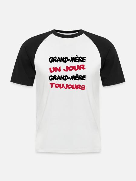 GRAND MERE un jour... - Men's Baseball T-Shirt - white/black