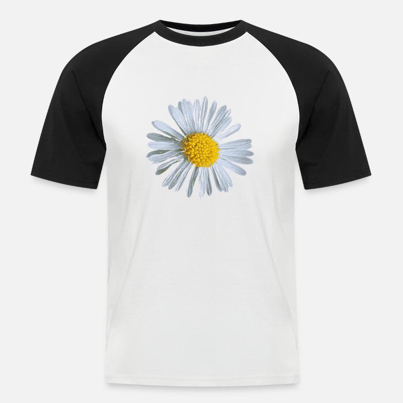 Blume Blüte Gänseblümchen Blumen Design - Männer Baseball-T-Shirt - Weiß/Schwarz