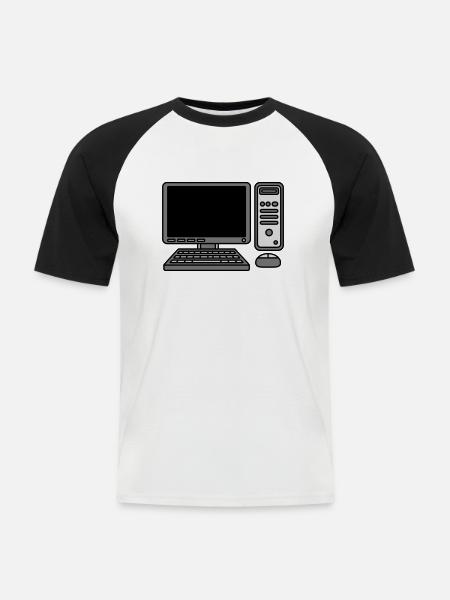 Computer Keyboard Mouse Screen - Men's Baseball T-Shirt - white/black