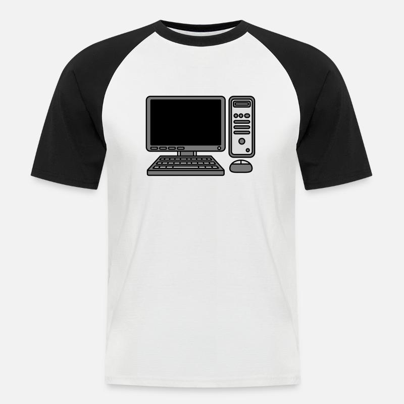 Computer Keyboard Mouse Screen - Men's Baseball T-Shirt - white/black