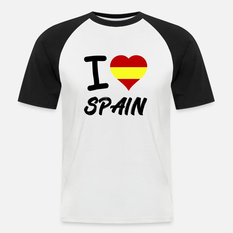 I Love Spain - Männer Baseball-T-Shirt - Weiß/Schwarz