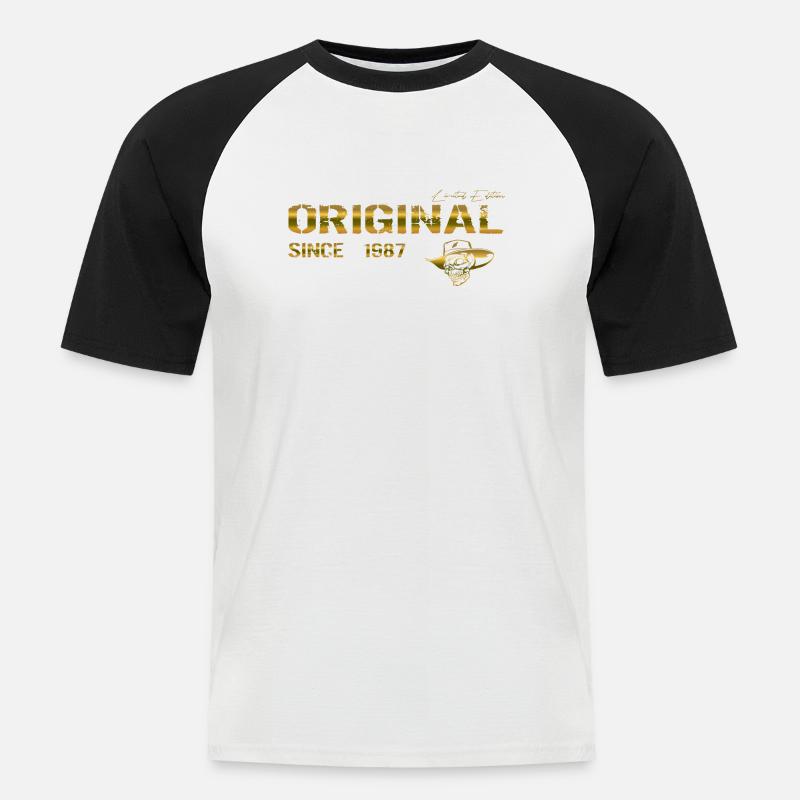 Original since 1987 - Männer Baseball-T-Shirt - Weiß/Schwarz