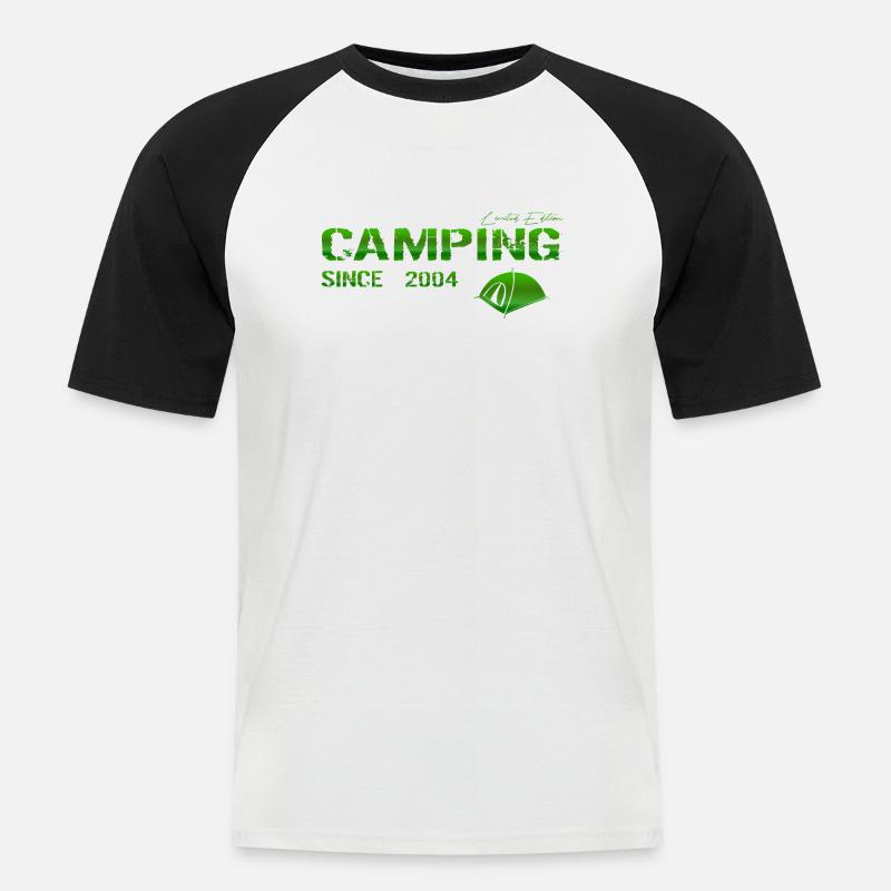Camping 2004 Geschenk - Männer Baseball-T-Shirt - Weiß/Schwarz
