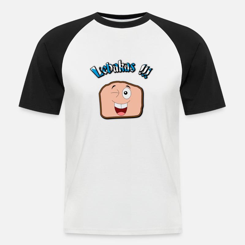 Lebakas / Leberkäse / Fleischkäse V2 - Männer Baseball-T-Shirt - Weiß/Schwarz