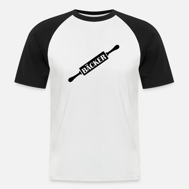 bäcker - Männer Baseball-T-Shirt - Weiß/Schwarz