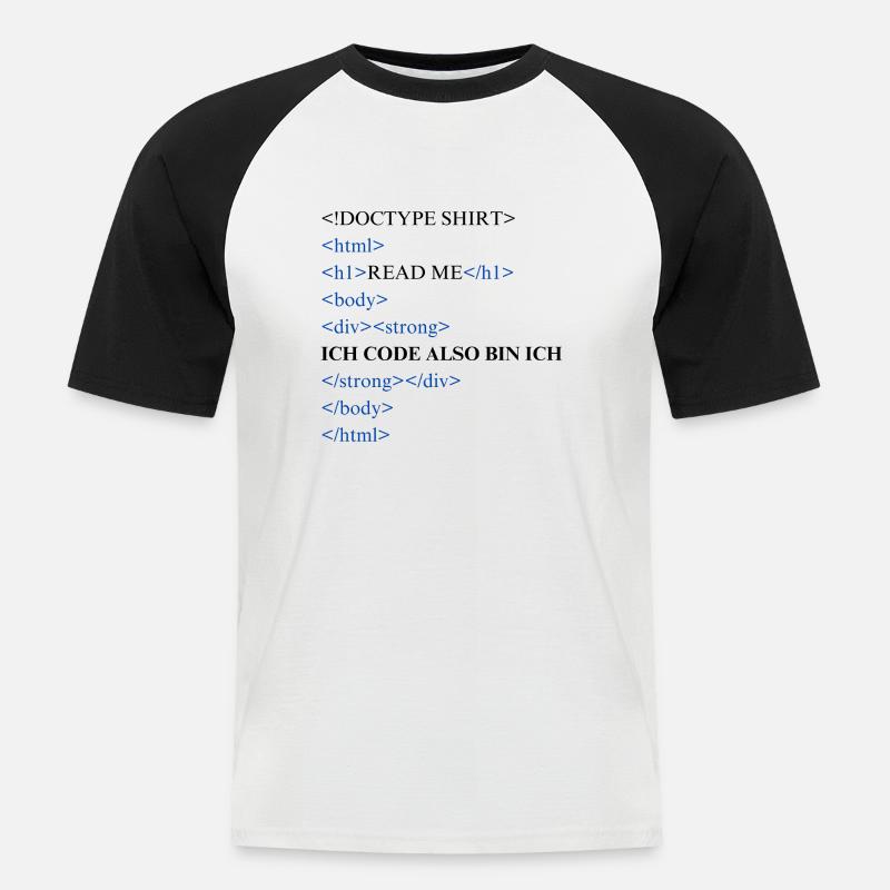Ich code also bin ich - Männer Baseball-T-Shirt - Weiß/Schwarz