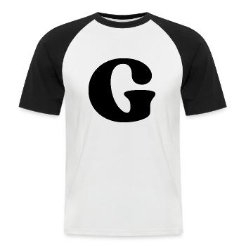 Lettre g - T-shirt baseball manches courtes Homme - blanc/noir - Devant - Nik (191cm)