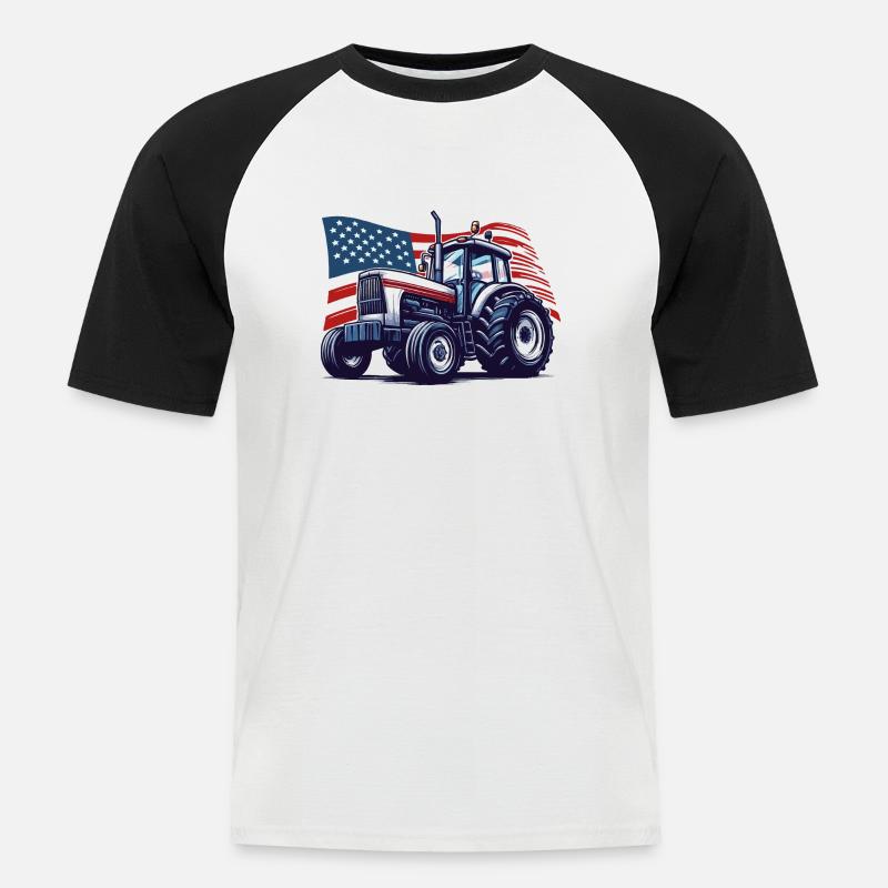 Traktor USA Geschenkidee - Männer Baseball-T-Shirt - Weiß/Schwarz