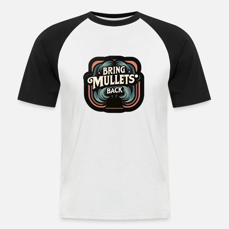 Bring Mullets Back 9 - Männer Baseball-T-Shirt - Weiß/Schwarz