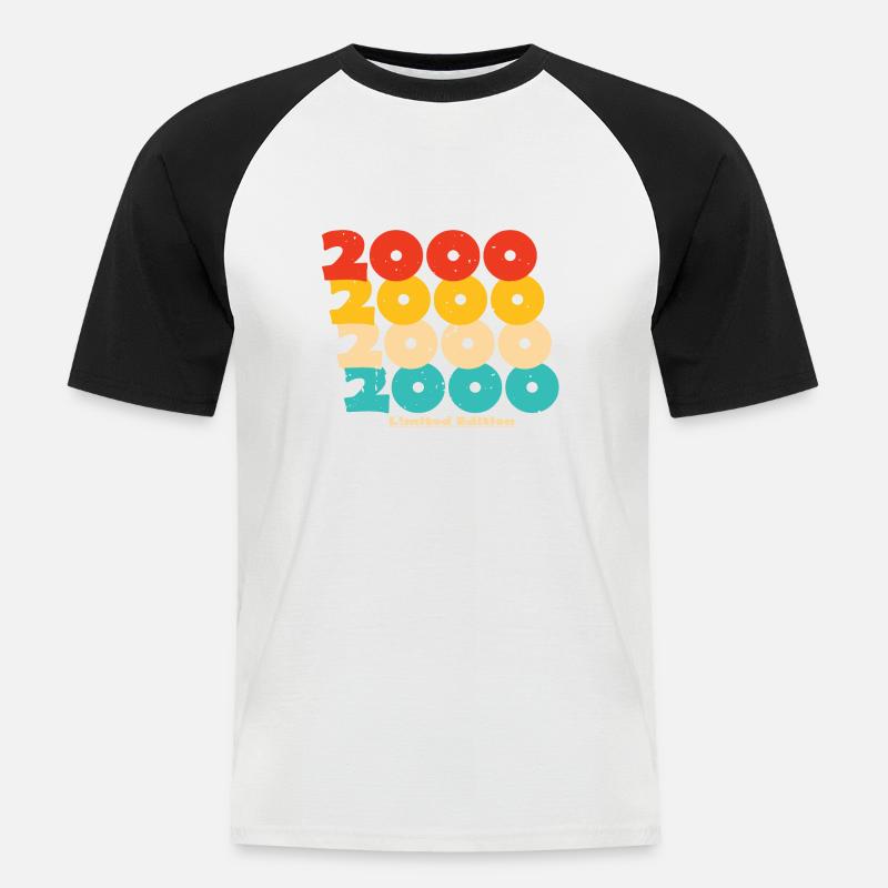 2000: Limitierte Auflage - 24-jähriges Jubiläum - Männer Baseball-T-Shirt - Weiß/Schwarz
