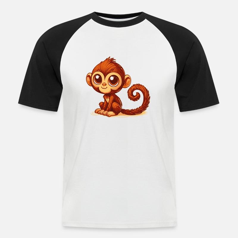 Affe - Männer Baseball-T-Shirt - Weiß/Schwarz