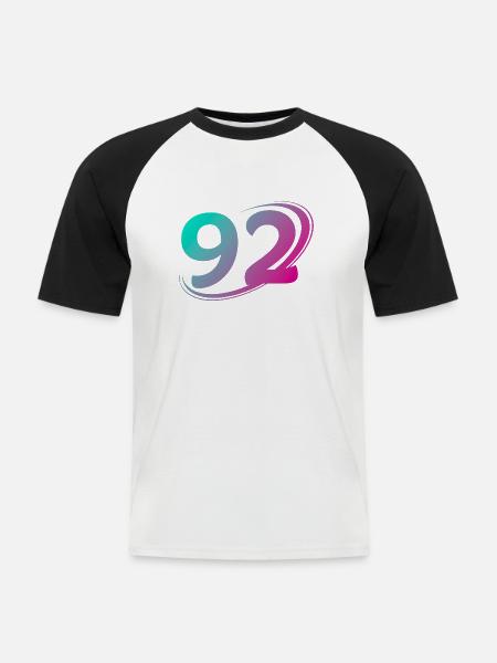 Nummer 92 mehrfarbig - Männer Baseball-T-Shirt - Weiß/Schwarz