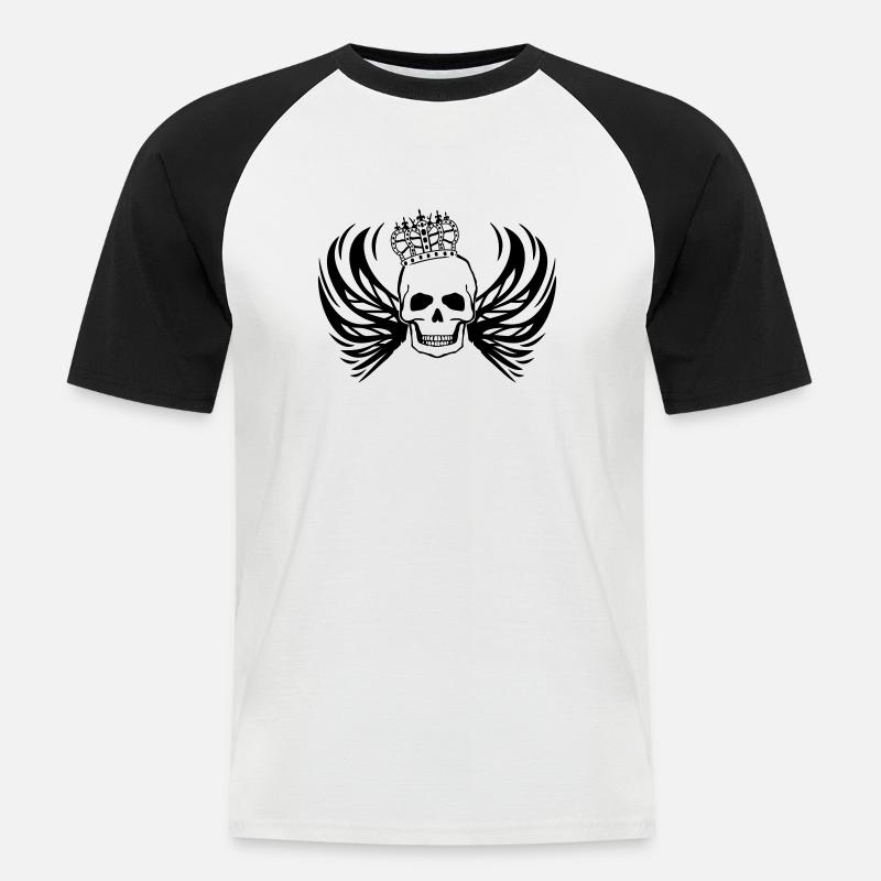 skull king - Männer Baseball-T-Shirt - Weiß/Schwarz