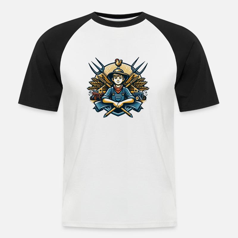 Junge vom Dorf Logo - Männer Baseball-T-Shirt - Weiß/Schwarz