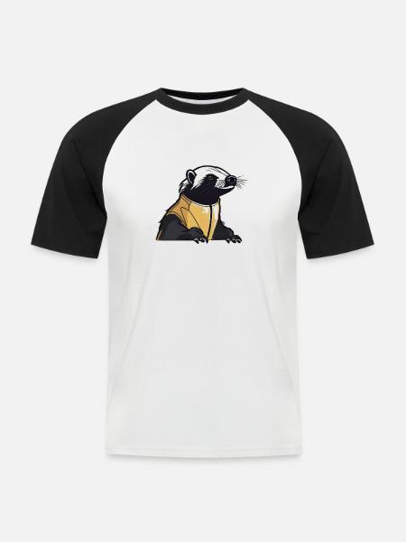 Niedlicher und cooler Dachs - Männer Baseball-T-Shirt - Weiß/Schwarz