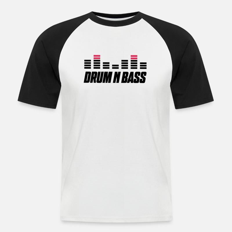 drum bass - Männer Baseball-T-Shirt - Weiß/Schwarz