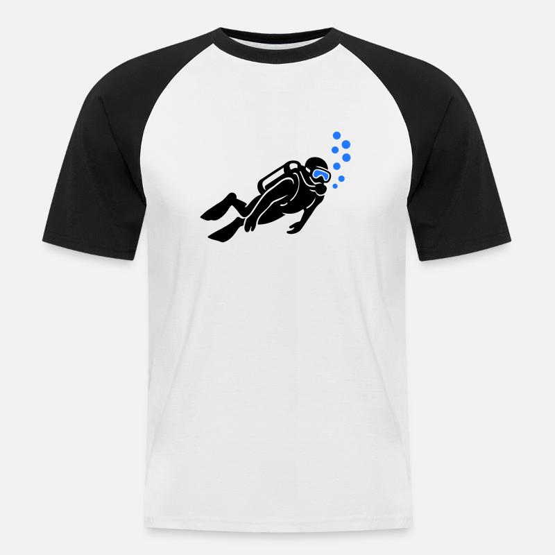 Taucher Silhouette Tauchen - Männer Baseball-T-Shirt - Weiß/Schwarz